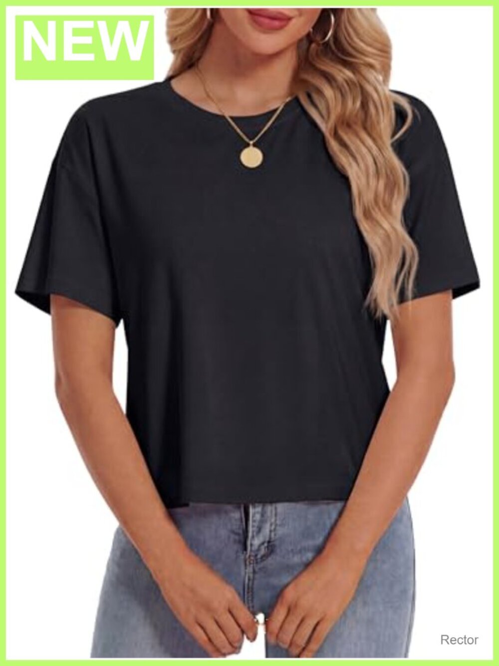 YUCOLEN Women's Crop Top Cotton Blend Short Sleeve Loose Boxy Tee